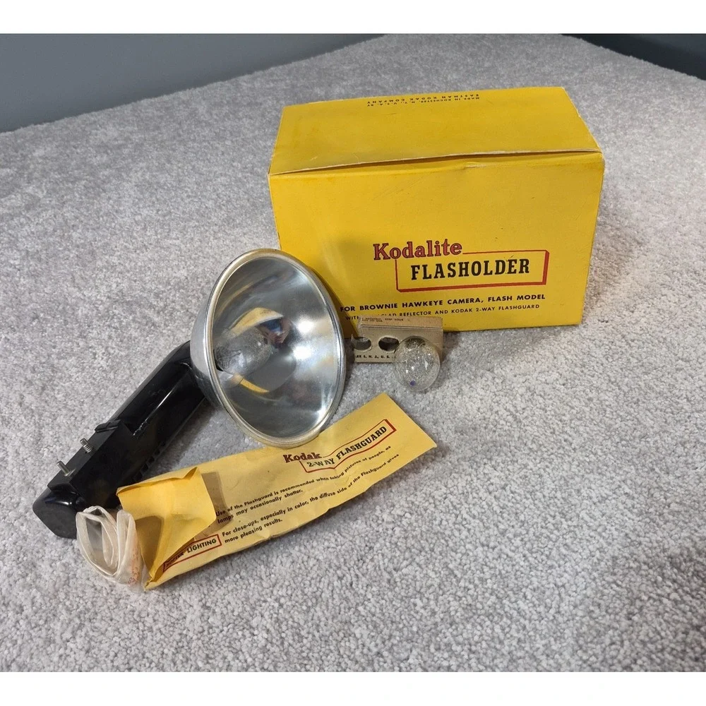 Vintage Kodak Kodalite Flasholder kit with box manual bulb Brownie Hawkeye Prop